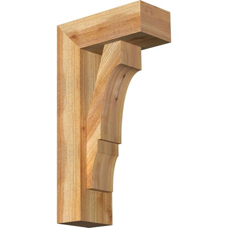 Ekena Millwork Balboa Block Rough Sawn Bracket w/ Offset Brace, Western Red Cedar, 6"W x 14"D x 26"H BKT0604X14X26BOA05RWR